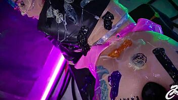 Watch this huge monster dildo destroy my gaping asshole and juicy pussy fast!