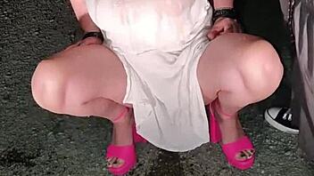 in a casual homemade scene, the mature milf becomes a human urinal in kinky bdsm play with golden shower fetish