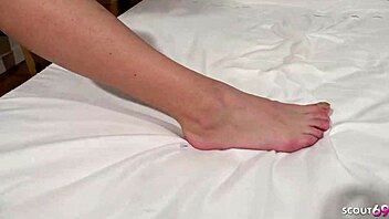german housewife cheating pov fuck footjob nylon