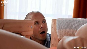 A wet nerd in the bedroom seeks attention from an older man with intense licking and action.