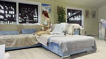 Watch me unpack and test this new toy pounding Sandy's pussy until cum covers her belly!