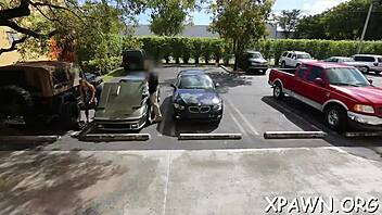 Hey, check out this exhibitionist amateur slut sucking cock in a wild game! 🍆💦