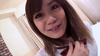 Look at this cute Asian in cosplay getting a creampie in pov action