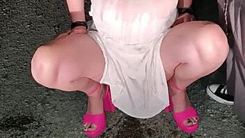 in a casual homemade scene, the mature milf becomes a human urinal in kinky bdsm play with golden shower fetish