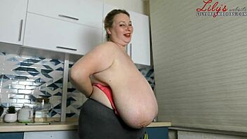 Huge bouncy natural tits jiggle wildly on this curvy bbw in a steamy pov session with her big ass and plump body on display.