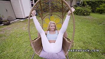 Petite Blonde In Tight Leggings Takes On Massive Cock In Wild Doggystyle Bang