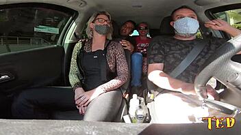 katharine madrid gets in the car and joins ted's ride 28 with tony tigrao and vagninho