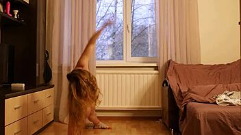 Naked Sport Session With Flexible Redhead Gymnast In Athletic Yoga Workout