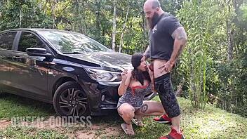 she smokes in the forest while i fuck her hard, then she sucks and pisses