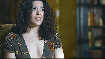 the nurse teases the patient in jeans before deepthroat blowjob and choking sex on the hospital bed