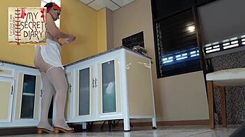 hey, watch this brunette milf cooking naked as a nudist housekeeper in the kitchen s2