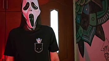 Neighbor ghostface pounds big ass latina teen 18+ doggystyle on halloween while boyfriend misses it