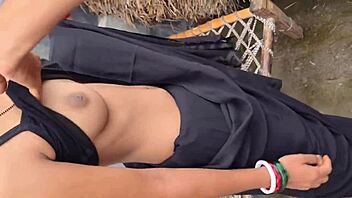 asian indian woman bent over for outdoor doggystyle fucking tight pussy