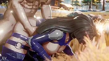 focusing on psylocke in a dynamic pose with bent over style and intense energy