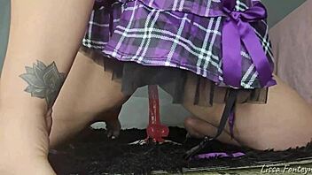 Do you dare to masturbate alongside this sexy solo girl diving into wild fantasies with huge dildo toys?