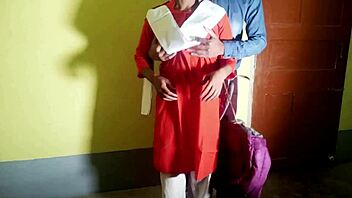 During her college exam, the horny schoolgirl got down with the security guard for a quickie fuck session.