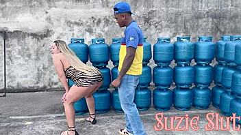 Hey, that naughty Suzie Slut went out in just a dress no panties and ended up taking it in the ass from the attendant