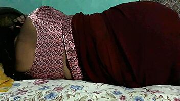 sanjana shows off her juicy ass curves in that tight maroon saree