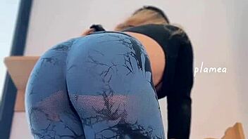 Sexy Latina Housewife's Perfect Round Ass Leggings Workout Tease