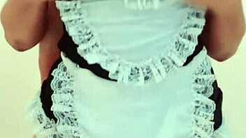 cosplay maid skirt ripped, pussy stretched for creampie pounding