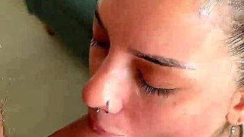 brunette latina nasty deepthroat pov swallows every drop