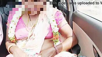 desi aunty moans dirty in steamy car hardcore fuck