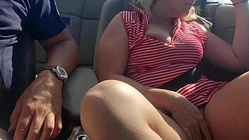 blonde squirts dildo fucking highway convertible ride