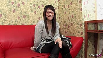 glasses-wearing japanese teen seduces old guy in uncensored jav pov casting fuck