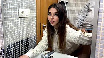 Landlord Fucks Horny Petite Latina Doggystyle In Bathroom Quick!