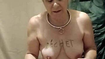 french slave bound chained masturbates with belt uro to wild orgasm