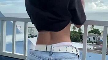 she's just 18 flashing tight pussy outdoors for cuckold hubby