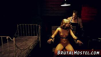 Bound teen flashes tiny tits in desperate bondage wait