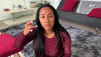 Stepsister moans horny taking huge creampie load deep