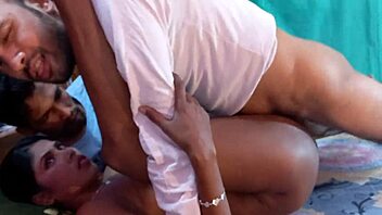 Neighbors' teen boys bang hot bikini village girl 3some