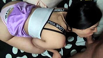 Surprise! Beautiful Estefani Deepthroats Licks Ass And Balls Slutty