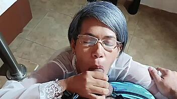 goddess milf screams in pov doggystyle creampie from bed to table