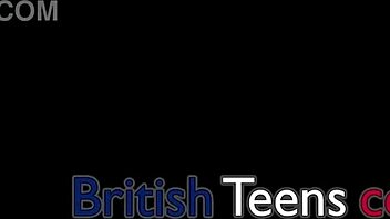 naughty british blonde student spreads for tongue on her teen pussy