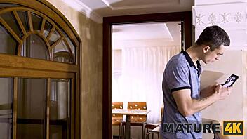 hey, this mature woman in red bra gets bonked by her own horny dude