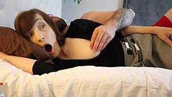 i sneak into her bed and creampie her wet pussy