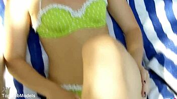 Dani Jensen and JC Simpson share double fuck cum swap by the pool