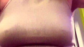 Gym sweat soaks see-through shirt teasing wet pussy curves