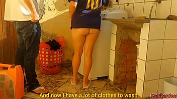 married housewife pays washing machine tech with her wet pussy bareback