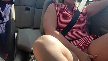 blonde squirts dildo fucking highway convertible ride