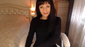 hot brunette tamarra roman strips lingerie to perky orgasm