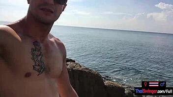 Why does this asian teen 18+ girlfriend give public blowjob to big dick european boyfriend?