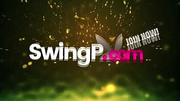 Two swinger babes in black lace dive into orgy fun