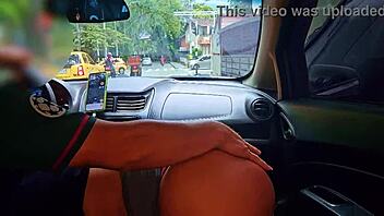 medellin milf deisyyeraldine sucks uber driver swallows cum on street taxi blowjob thrill