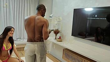 young wife begs brother-in-law fix tv with huge cock creampie! 💦