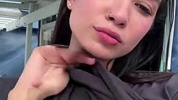 she's just 18 flashing tight pussy outdoors for cuckold hubby