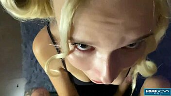 Slutty babe bends over wet pussy stuffed huge cock ride